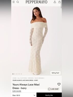 Peppermayo Yours Always Lace Maxi Dress - Ivory